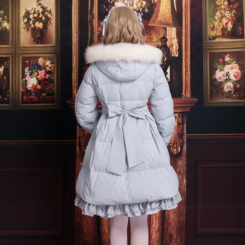 Douce Épaississement Lolita Belle rose Princesse Femmes Cheveux Automne blanc Zjy138 Et Vers Chaud Ciel Bas Parkas D'hiver Col Rose Adorable Le Pu CYppdSx