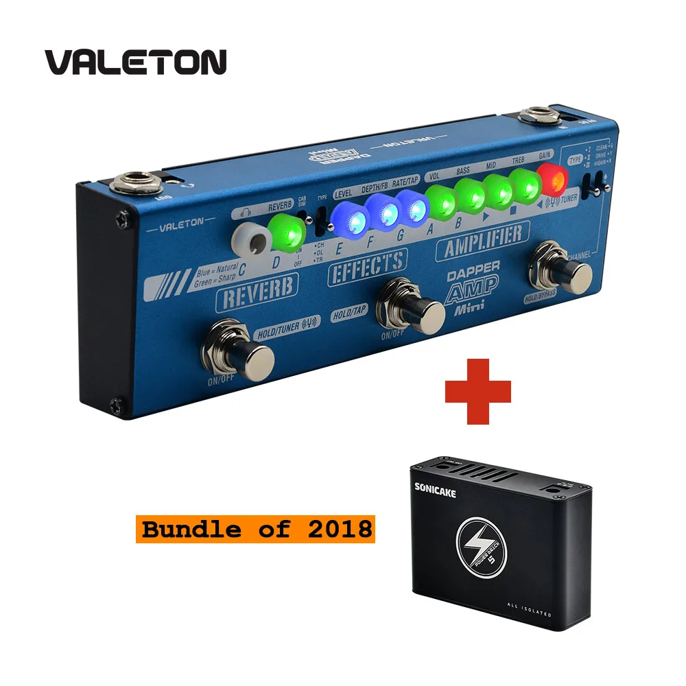 

Valeton Dapper Amp Mini Effect Strip Pedal with Tuner, Amplifier,Effects,Reverb Module,Plus Isolated Power Supply 5 DC Output