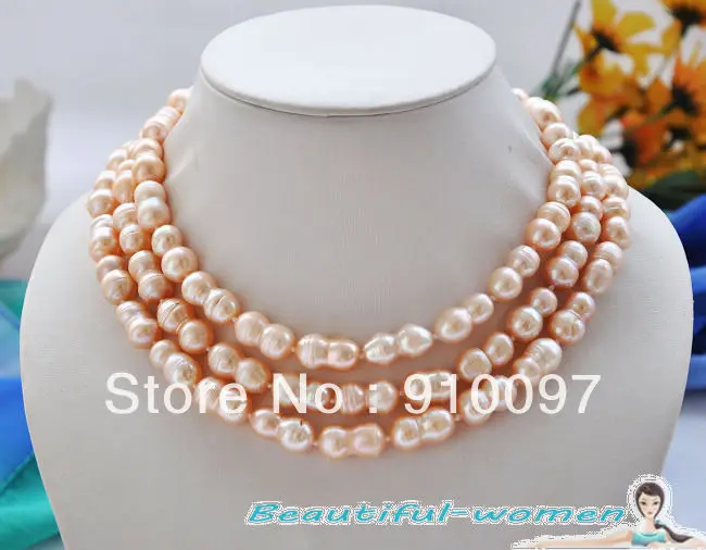 

free shipping >>>48" 19mm pink double baroque freshwater cultured pearl necklace