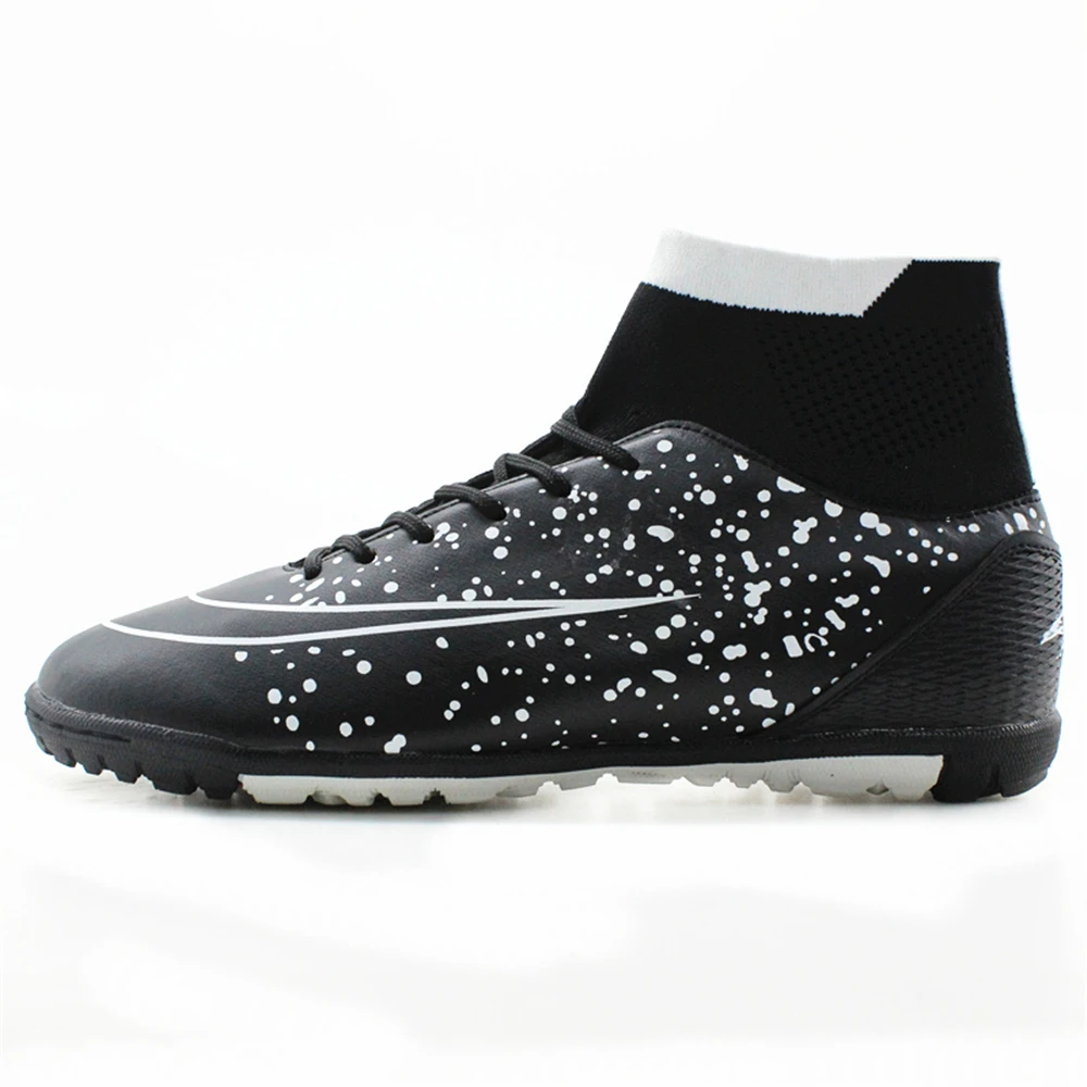 Мужские футбольные бутсы Maultby черные и белые с высокой подошвой #08W|soccer cleats|indoor