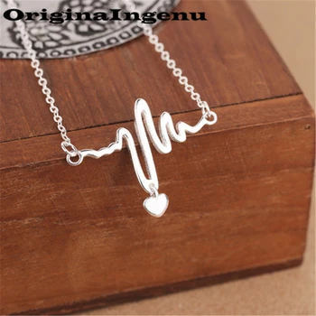 

Jewelry Necklace Electrocardiogram Pendant Charm 925 Sterling Silver Jewelry Bridesmaids Creative Gift Necklace Collier Femme