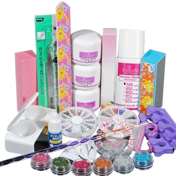 

Professional Acrylic Color Powder Nail Art Tools Deco Tips Set Brush Dust Form Toe Kit DIY Glitter Decoration Nail Art Deco Tips