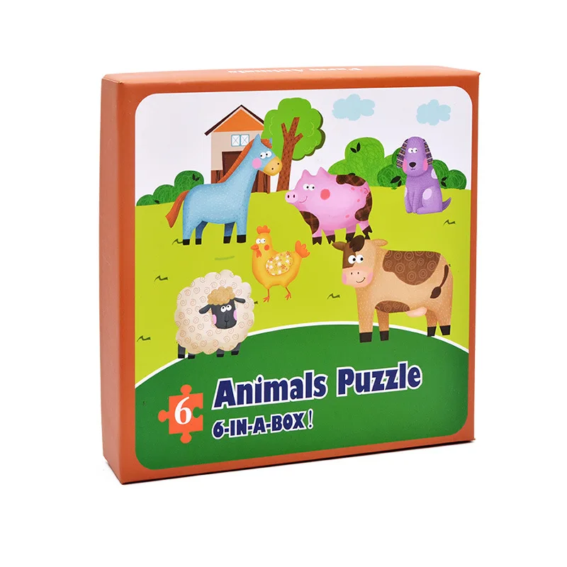 Детская игра-головоломка Liuhe большой кусок головоломки раннего образования когнитивные карточки Развивающие игрушки для детей - Цвет: Farm animals