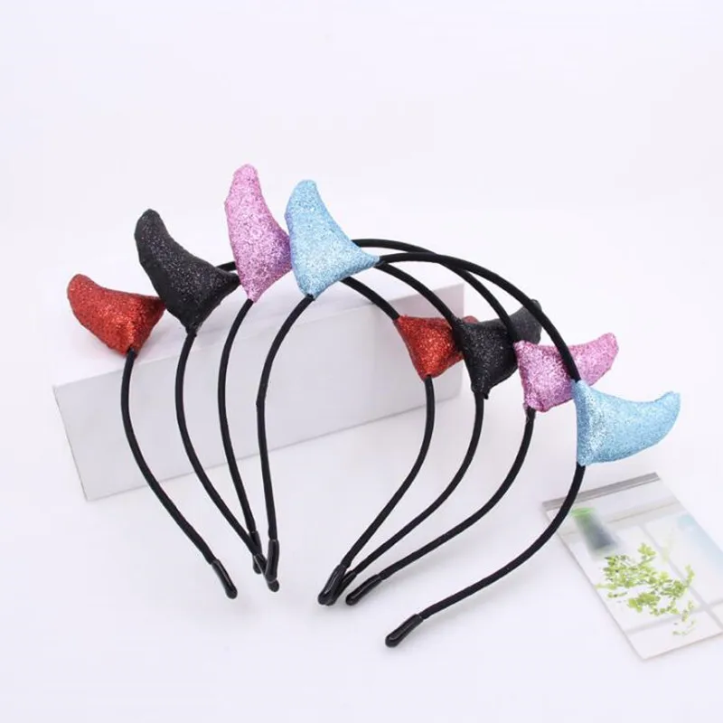 

New Bright Powder Devil Horn Headband Women Girls Horn Hair Band Party Cosplay Props Dress Supplies Christmas Halloween