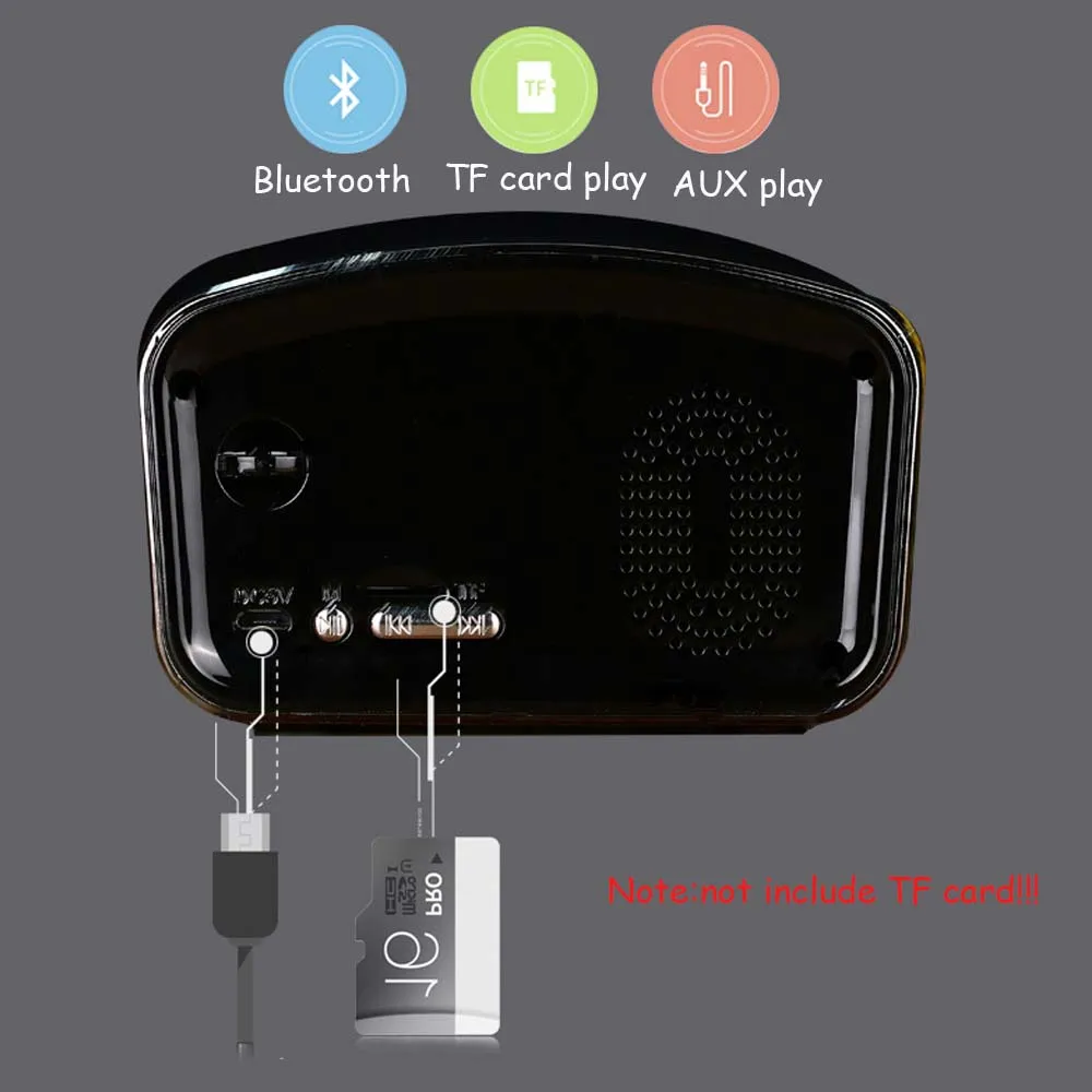 JINSERTA Мини Bluetooth динамик Портативный беспроводной громкий динамик с функцией fm-радио Поддержка TF карты AUX с зарядным кабелем