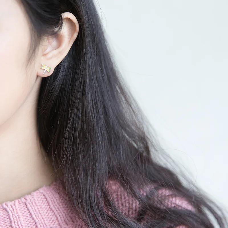 Женские серьги в виде стрекозы серебро 925 пробы|animal earrings for women|animal earringsfashion stud |