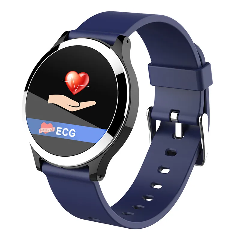 Interpad Android iOS смарт часы Поддержка ЭКГ PPG кровяное давление монитор сердечного ритма Smartwatch для huawei lenovo Xiaomi телефон - Цвет: 67 blue