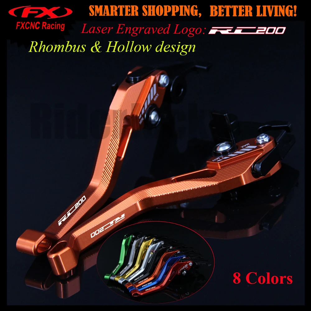 

Laser Logo 3D design (Rhombus Hollow) Orange Adjustable Motorcycle CNC Brake Clutch Lever For KTM RC200 RC 200 2014 2015 2016
