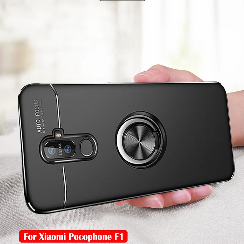 Vinger-Ring-Case-Voor-Pocophone-F1-Case-Shockproof-Magneet-Matte-Protector-Cover-Voor-Xiaomi-PocoPhone-F1 