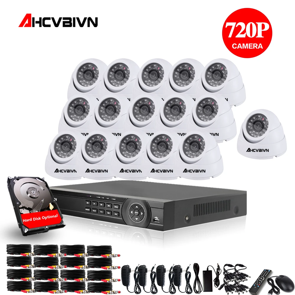 AHD CCTV система 16CH DVR комплект 16 каналов 1080P DVR с ИК День Ночь 2000TVL купольная камера видеонаблюдения система видеонаблюдения
