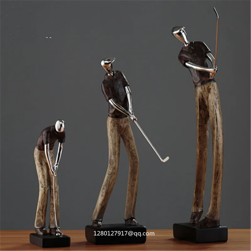 

Statue Playing Golf Sculpture Figure living room TV Cabinet Wine Cabinet Resin Action Figure Collectible Model Toy P1231