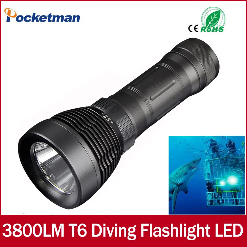 

xml t6 3800 Lumens Diving flashlight led diving light buceo dive torch Underwater flash light lanterna by 18650 or 26650