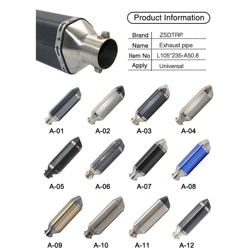 ZSDTRP 2 Model Universal Modified Escape Moto AK Exhaust Motorcycle Scooter Dirt Bike Muffler Pipe For R6 YZF1000 R1 CBR ZSDTRP 2 Model Universal Modified Escape Moto AK Exhaust Motorcycle Scooter Dirt Bike Muffler Pipe For R6 YZF1000 R1 CBR