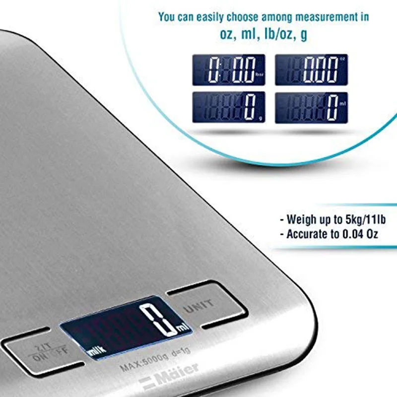 

Kitchen Electronic Scale Portable Stainless Steel LCD Display Bake Scale 5kg/10kg UYT Shop