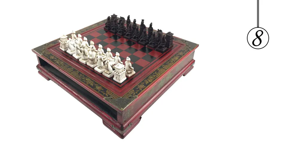 Easytoday деревянный Шахматный набор персонаж из смолы моделирование шахматные фигуры китайский Ретро терракотовые воины деревянная шахматная доска подарок