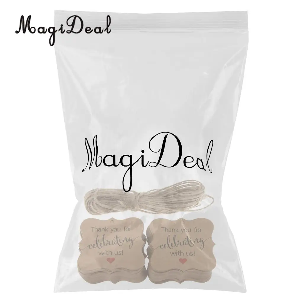 MagiDeal 100pcs Thank you for Celebrating with us Gift Tags Hanging Labels Wedding Birthday New Year Baby Shower Party Favor