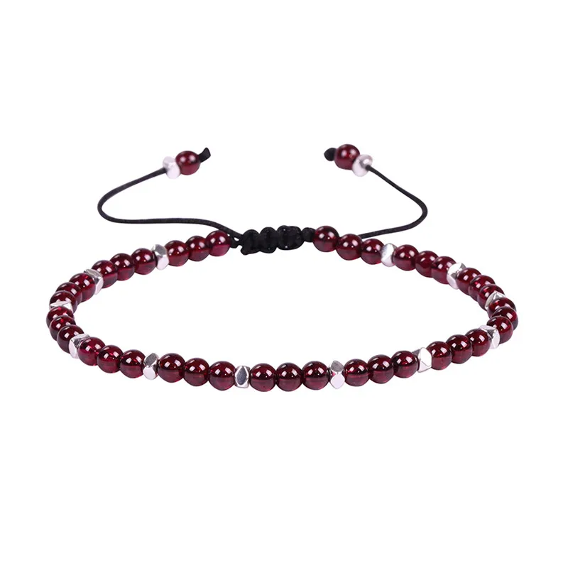 

High Quality Natural Stone Garnet Strand Bracelet Women Adjustable Classic Charm Bangles Gift for friend Handmade Luxury Jewelry