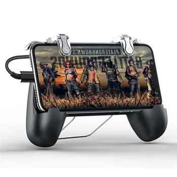 

Universal pubg mobile game controller cooling gamepad mobile joystick phone grip with power bank charging handle for phone l1r1