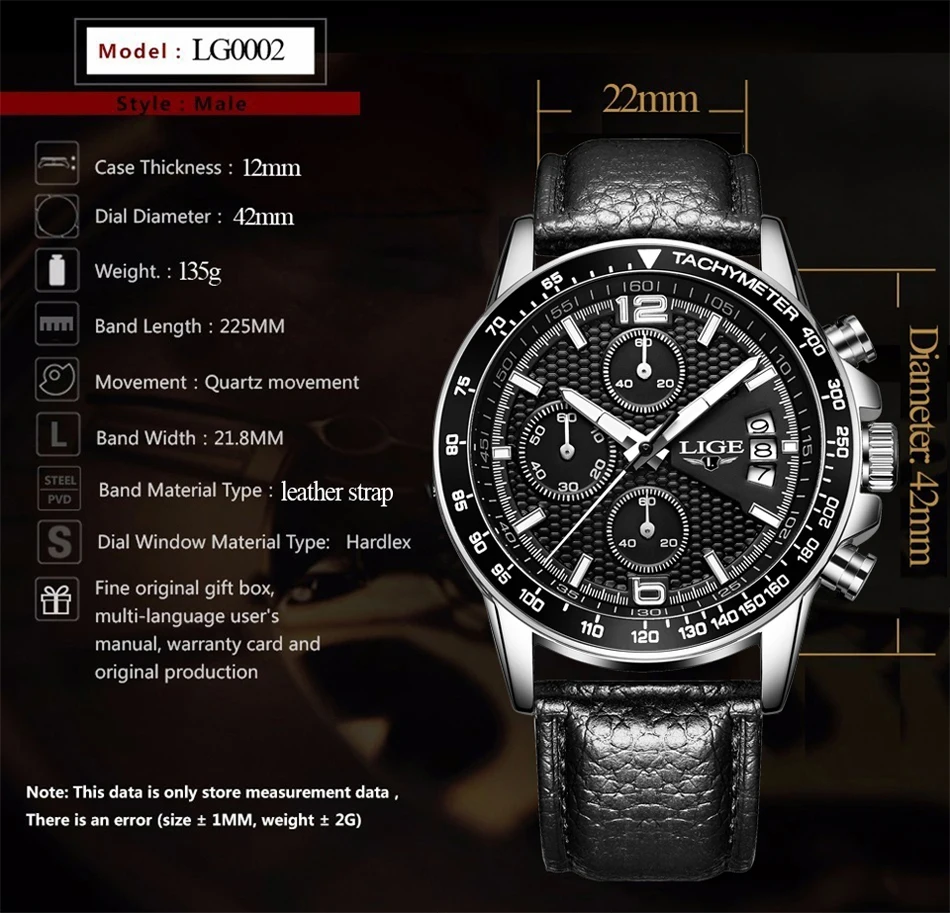 LIGE мужские часы от ведущего бренда класса люкс, мужские военные водонепроницаемые спортивные часы, мужские кожаные кварцевые часы с датой, мужские часы+ коробка