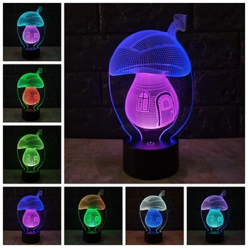 

New Kawaii 3D Lamp Mushroom USB Night Light Mixcolor Mood Kid Toys Fade RGB LED Lighting Bulb kids toys Touch Table desk Fungus