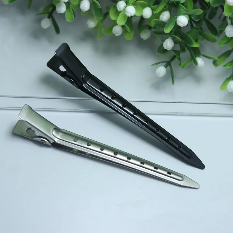 50pcs 9cm Single Fork Clip 304 Stainless Steel Metal Hair Clips 8 Holes