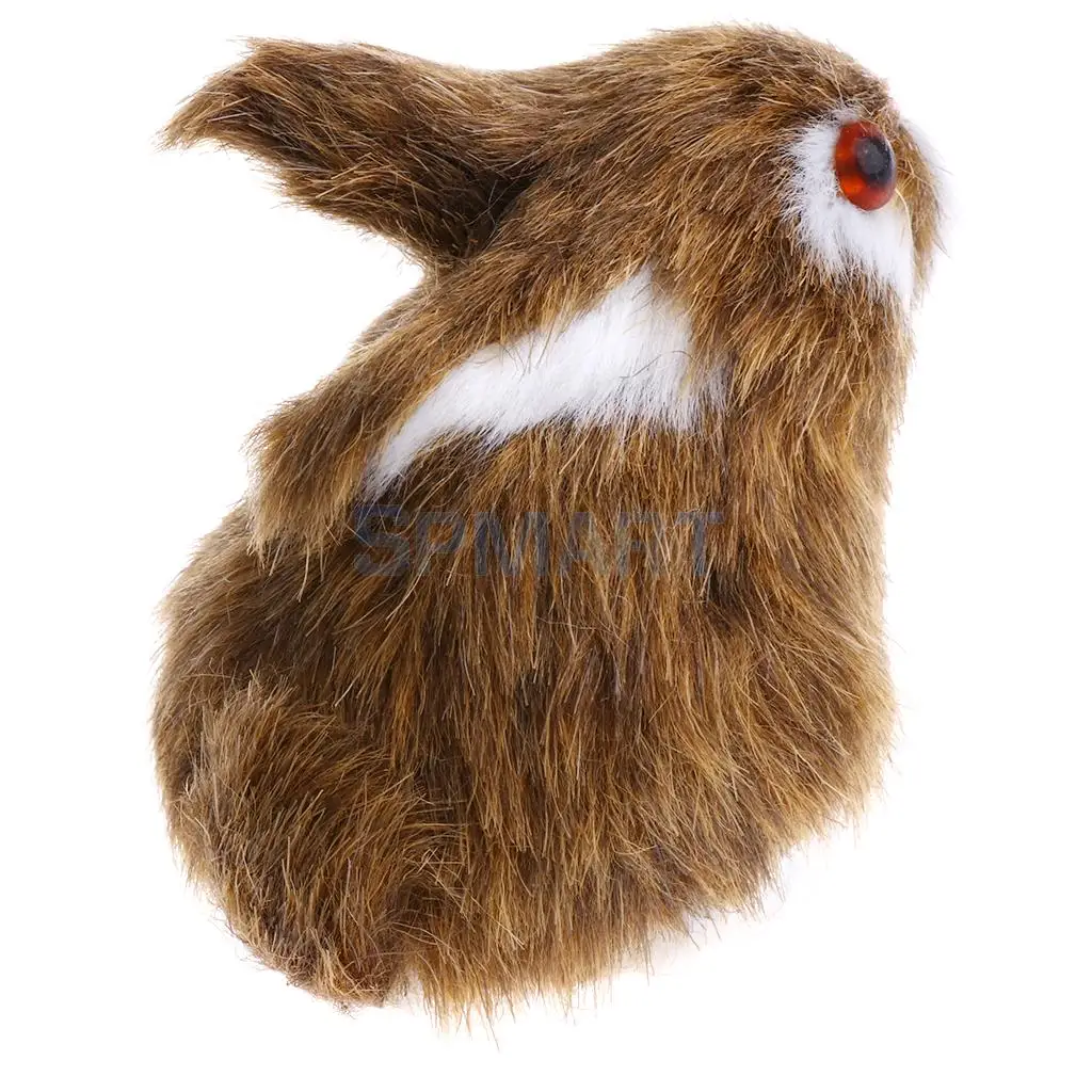 Lifelike Simulation Plush Stuffed Rabbit Hare Bunny Animals Model Figure Plush Figures Soft Toy Home Decoration Brown