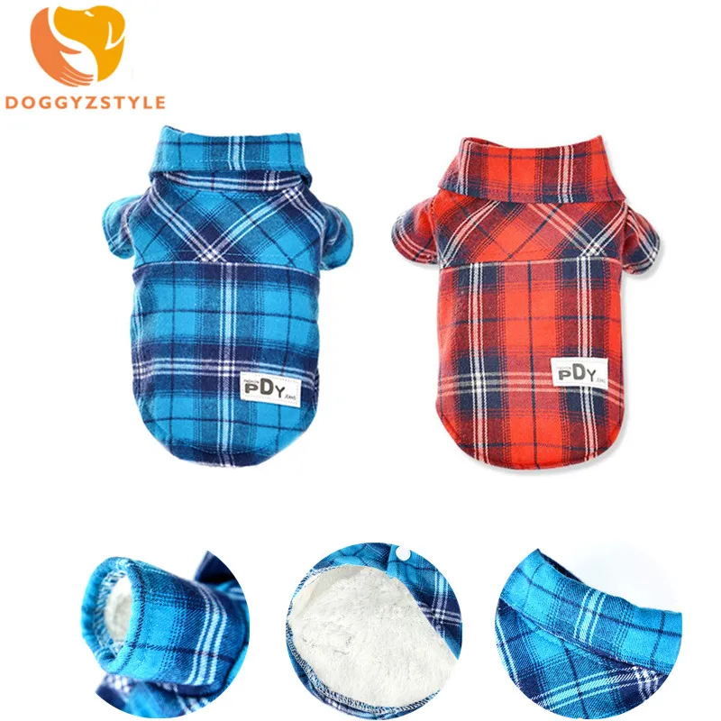

DOGGYZSTYLE Warm Pet Dog Clothes Plaid Jacket Coat Clothing Shirt Vest For Chihuahua Small Medium Dogs Puppy Apparel