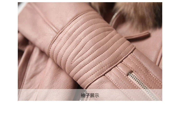 genuine sheepskin leather jacket with raccoon fur collar (21)