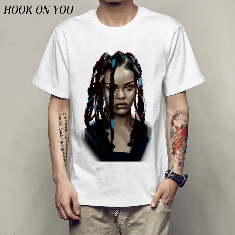 

2019 New Brand Clothes Men Famous Star 3D Rihanna Print T-Shirt Hip Hop Robyn Rihanna Fenty Design T Shirt Casual Homme Top Tees