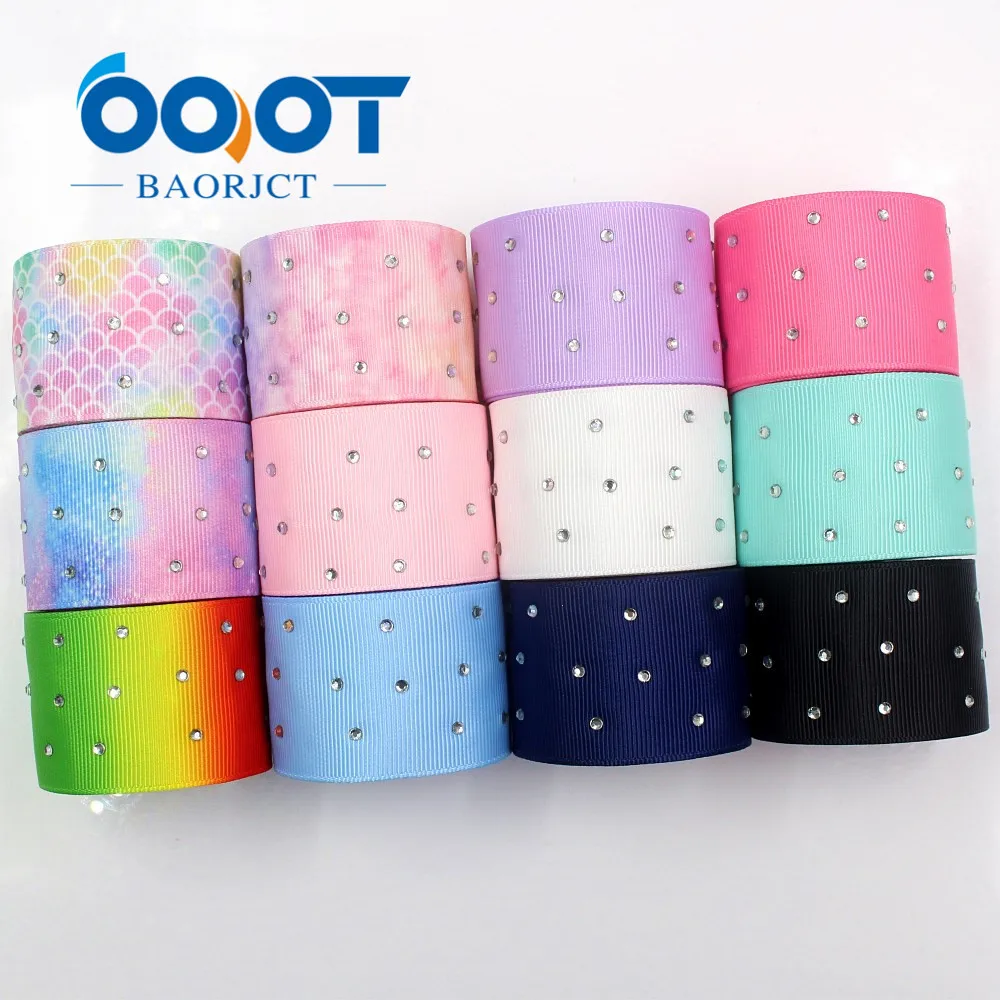 OOOT BAORJCT I-19708-1577,38mm 5yards fashion white diamond Ribbons Thermal transfer Printed grosgrain,DIY wrapping materials