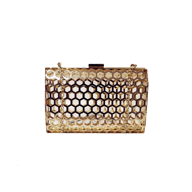 Unique Fashion Hollow Metal Casual Party Clutch Bag For Women Gold Unique Fashion Hollow Metal Casual Party Clutch Bag For Women Gold Cages Evening Las Shoulder