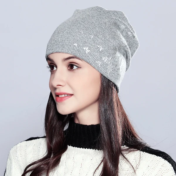 Шерстяная женская шапка женские осенние зимние очаровательные брендовые новые украшение бабочки женские шапки Скалли шапочки# MZ717 - Цвет: Light Gray
