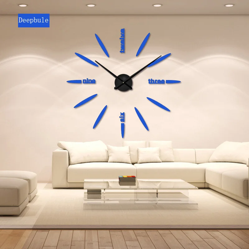 Металл+ Эва+ акрил muhsein Новинка Мода 3D супер зеркало большого размера настенные наклейки DIY настенные часы домашний декор - Цвет: blue