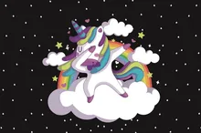 Laeacco Photo Backgrounds Unicorn Birthday Party Glitter Star Rainbow Cloud Baby Shower Poster Photography Backdrop Photo Studio