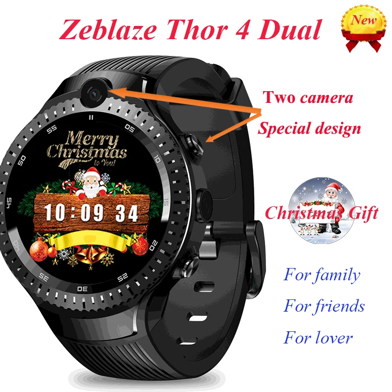 Zeblaze Thor 4 Dual Smart Watch Men Heart Rate Smartwatch Double HD Camera 4G Wristwatch Support GPS WIFI Luxury Christmas Gifts