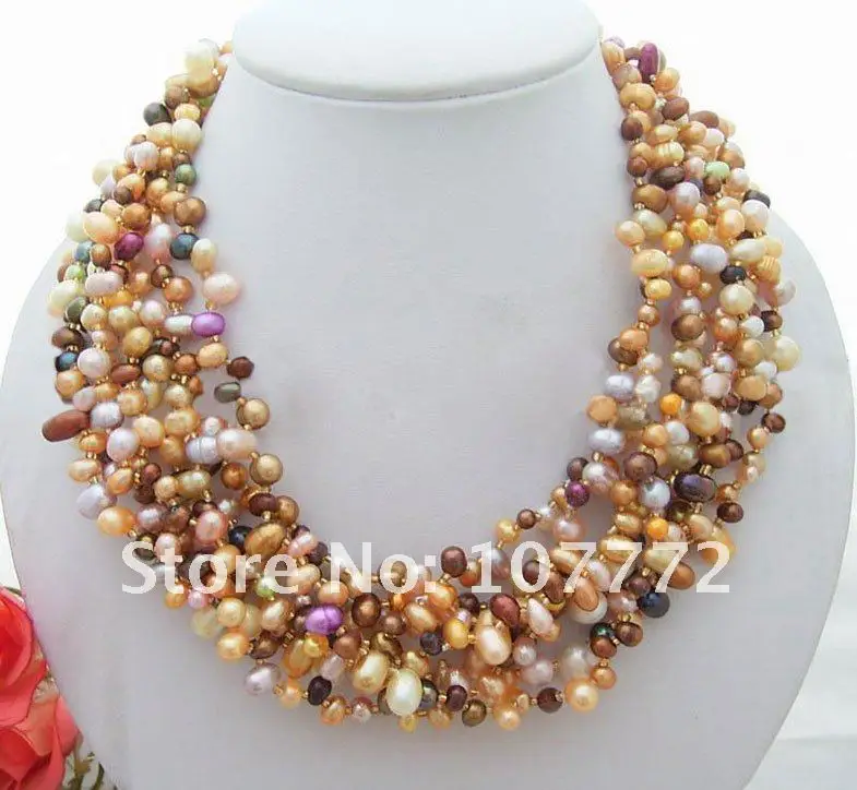 

8 strands multi Color Potato Pearl Necklace