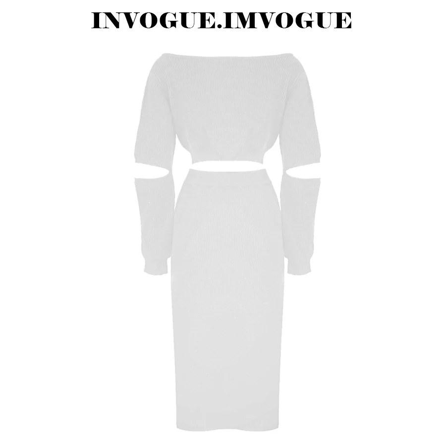 INVOGUE. Женское облегающее платье ivogue однотонное с длинным рукавом и круглым