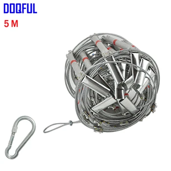 

5M Fire Escape Ladder 17FT Folding Steel Wire Rope Ladders Aluminum Alloy Emergency Survival Rescue Safety Antiskid Tools