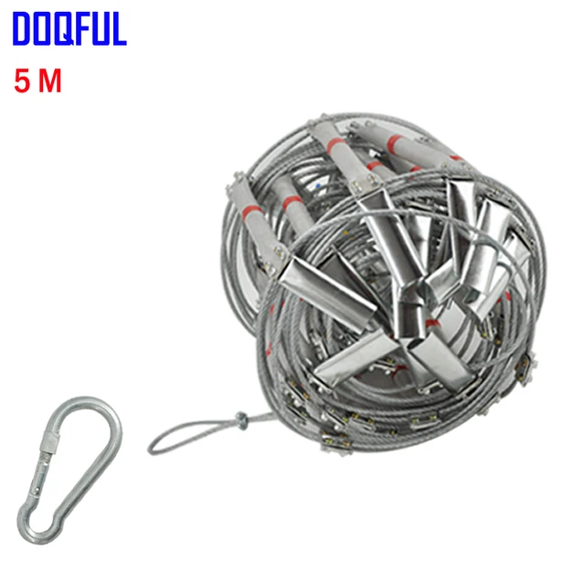5M Fire Escape Ladder 17FT Folding Steel Wire Rope Ladders Aluminum