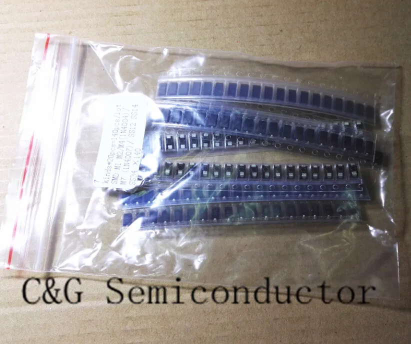 

7kindsx20pcs=140pcs SMD SMA diode 1N4001 1N4002 1N4004 1N4007 1N5817 1N5819 1N5822 (M1 M2 M4 M7 SS12 SS14 SS34)