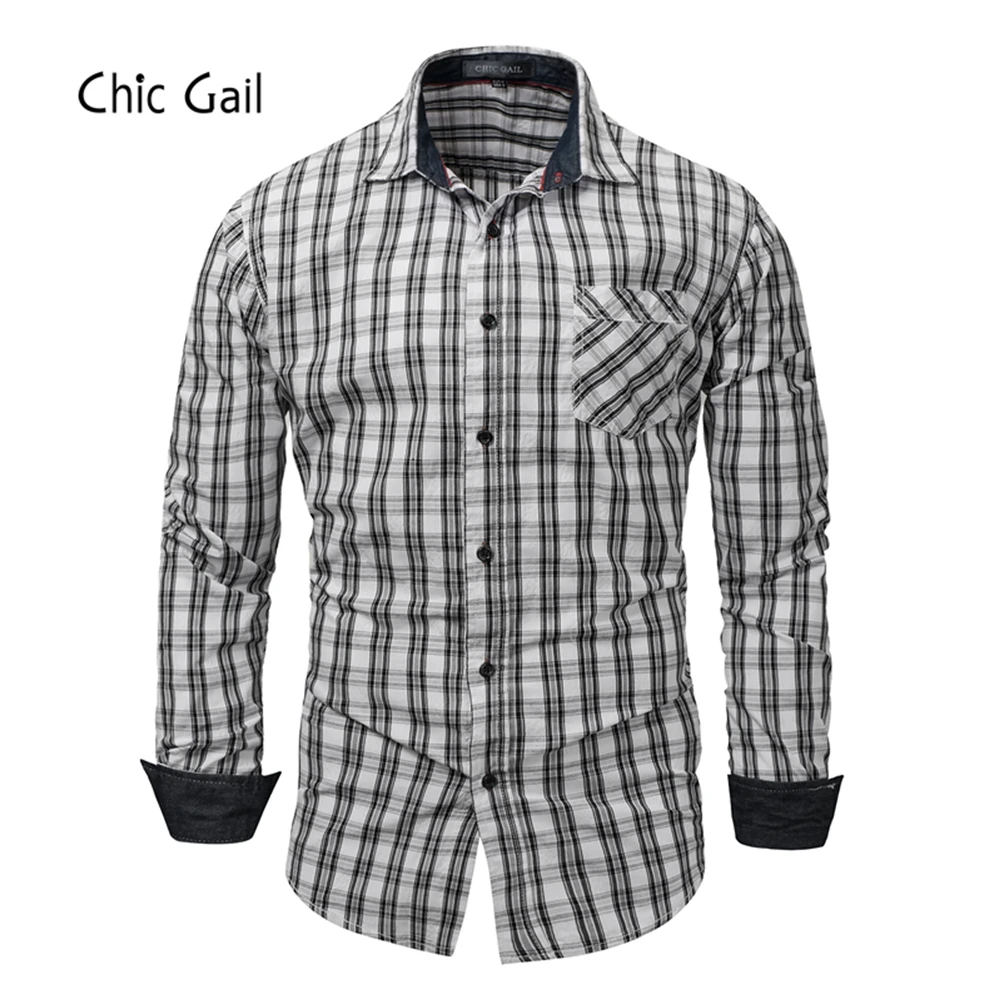 Europe Size Men's Shirts Long Sleeved Plaid Shirts Spring Autumnmen