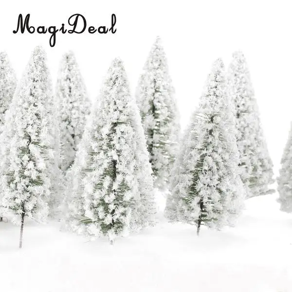 10Pcs/Pack 1/75 White Scenery Landscape Model Cedar Trees for Model Train Track Building Props Scenery 12cm