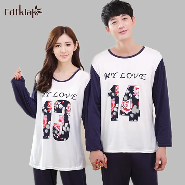 Fdfklak Lovers Home Clothing Print Couples Matching Pajamas Adult