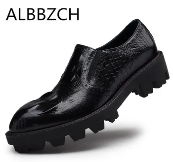 

New Brand Men Shoes Top Quality Oxfords Men Genuine Leather Wedding Dress Shoes Height Increase Business Formal Shoes Men Flats