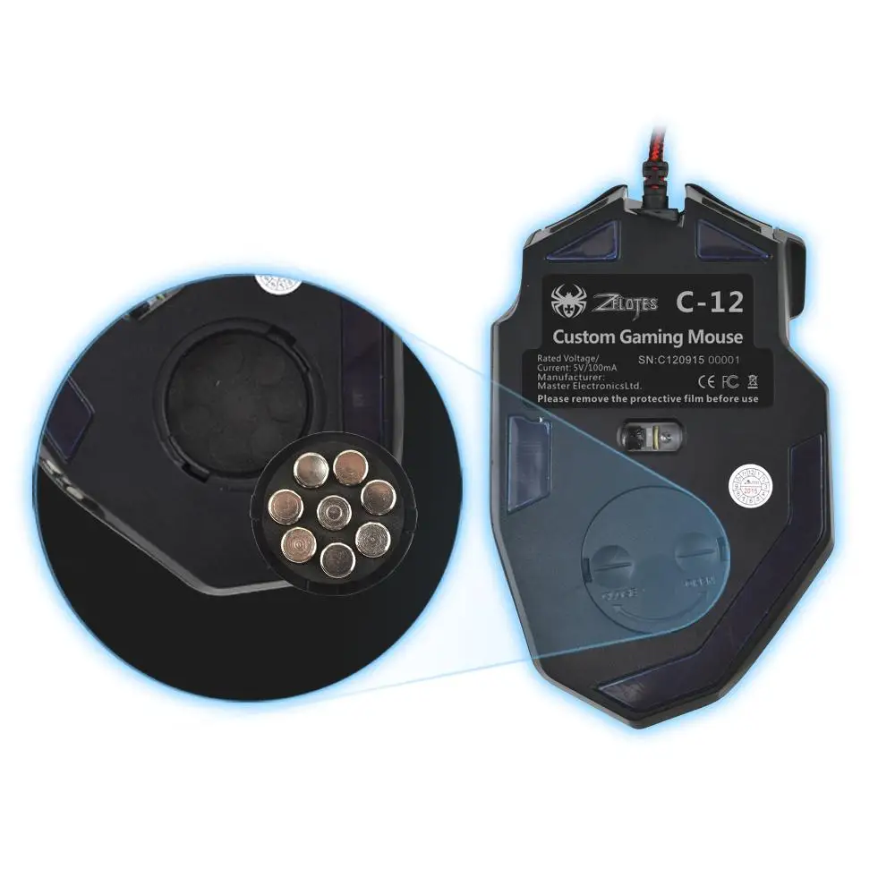 Zelotes C-12 программируемый 4000 dpi светодиодный свет оптическая USB игровая мышь геймер Sem Fio мыши для ноутбука ПК компьютера офиса