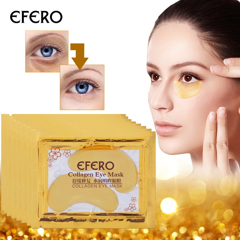 Efero Золотая маска для глаз увлажняющая маска для глаз лист маски золотой кристалл коллаген маска для глаз патчи для ухода за глазами Золотая маска 5 упаковок