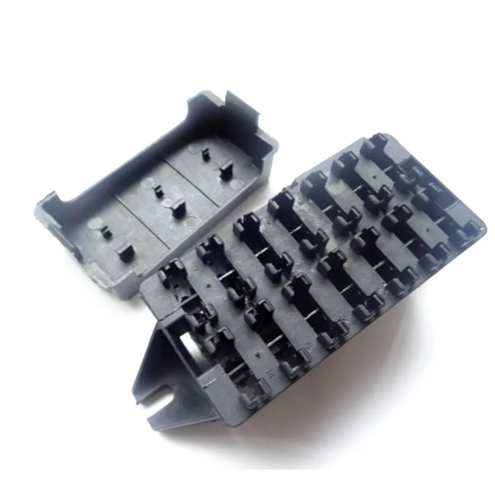 Car Fuses Kit Fuse Box Holder Fuse Box Circuit Adapters and Fuse Set 14 Way Black Car Seat Medium Relay Fuse Box Assembly with 28pcs Terminals Car Engine Compartment Insurance Holder Box Mounting