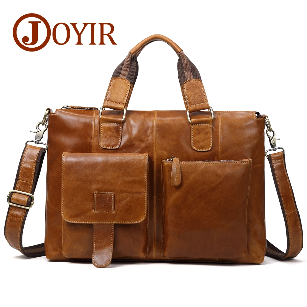  JOYIR Genuine Leather Men Bag Messenger Bag Briefcase Men Laptop Bag Leather Office Shoulder Bags F