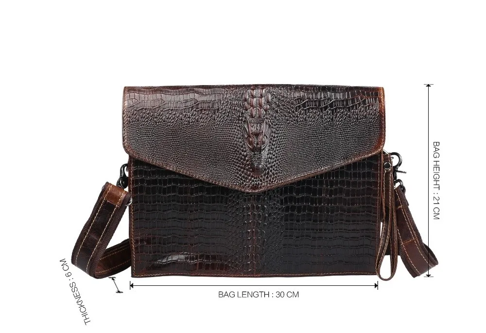 Натуральная кожа, мужская сумка из крокодиловой кожи, винтажная Мужская сумка из воловьей кожи, брендовая дизайнерская сумка на плечо, сумка-мессенджер, мужской клатч