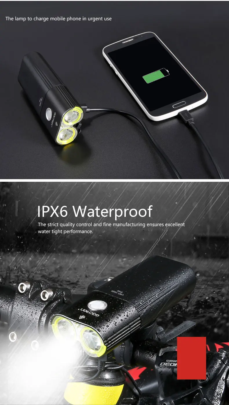 Excellent Gaciron V9D Bicycle Headlight Dual Chips Super Bright Bike L2 LED Lamp Front Lamp 1600Lumens Internal Battery USB Charge 6 Excellent Gaciron V9D Bicycle Headlight Dual Chips Super Bright Bike L2 LED Lamp Front Lamp 1600Lumens Internal Battery USB Charge 6